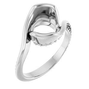 14K White Gold 9 mm Round Half Bezel Engagement Ring Mounting