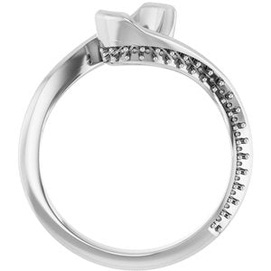 14K White Gold 6 mm Round Half Bezel Engagement Ring Mounting