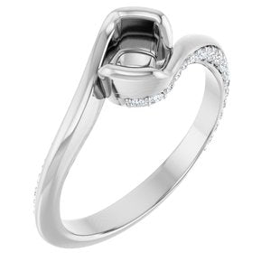 Platinum 5x5 mm Cushion 1/4 CTW Natural Diamond Semi-Set Engagement Ring