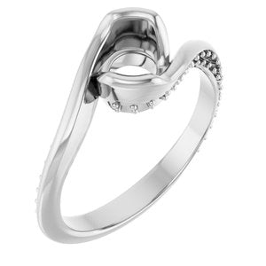 14K White Gold 6 mm Round Half Bezel Engagement Ring Mounting