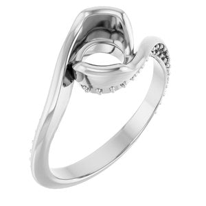 14K White Gold 7 mm Round Half Bezel Engagement Ring Mounting
