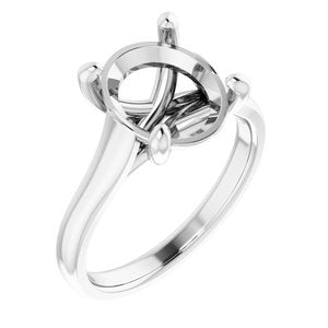 14K White Gold 11x9 mm Oval Solitaire Engagement Ring Mounting
