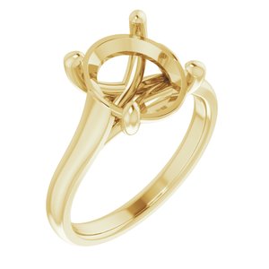 14K Yellow Gold 11x9 mm Oval Solitaire Engagement Ring Mounting