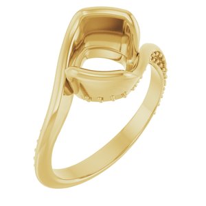14K Yellow Gold 8 x 8 mm Cushion Half Bezel Engagement Ring Mounting