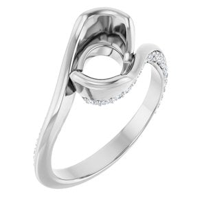 14K White Gold 9x7 mm Oval 1/4 CTW Natural Diamond Semi-Set Engagement Ring