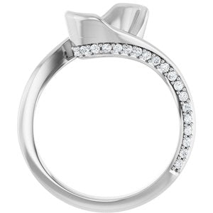 14K White Gold 9x7 mm Oval 1/4 CTW Natural Diamond Semi-Set Engagement Ring