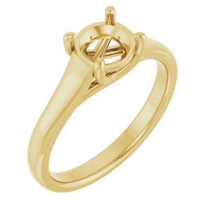 14K Yellow Gold 6.5 mm Round Solitaire Engagement Ring Mounting