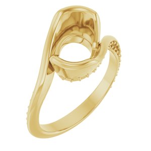 14K Yellow Gold 10 x 8 mm Oval Half Bezel Engagement Ring Mounting