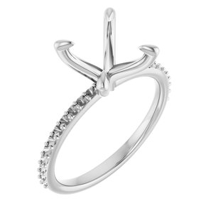 14K White Gold  7 mm Square Engagement Ring Mounting