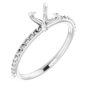 14K White Gold  5.5 mm Round Engagement Ring Mounting