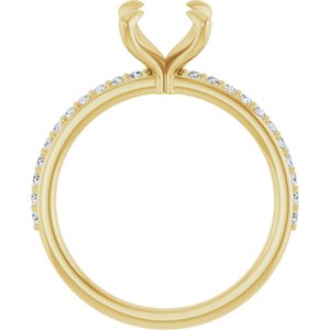 14K Yellow Gold 9x7 mm Oval 1/5 CTW Lab-Grown Diamond Semi-Set Engagement Ring