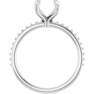 10K White Gold  7.4 mm Round Engagement Ring Mounting