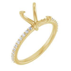14K Yellow Gold 8x6 mm Emerald 1/5 CTW Lab-Grown Diamond Semi-Set Engagement Ring