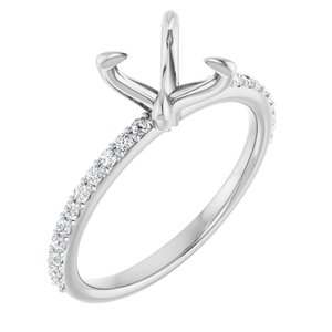 14K White Gold 7 mm Round 1/5 CTW Natural Diamond Semi-Set Engagement Ring