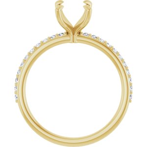 14K Yellow Gold 8x6 mm Emerald 1/5 CTW Lab-Grown Diamond Semi-Set Engagement Ring