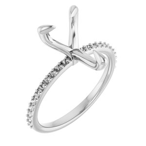 14K White Gold  12x8 mm Pear Engagement Ring Mounting