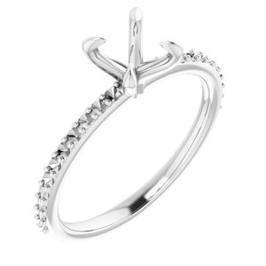 14K White Gold  6 mm Round Engagement Ring Mounting