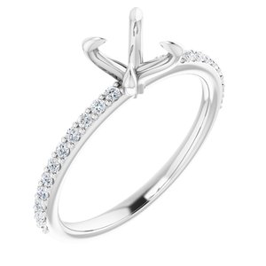 Platinum 6 mm Round 1/5 CTW Natural Diamond Semi-Set Engagement Ring