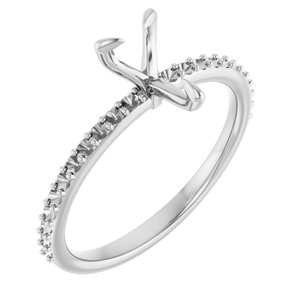 14K White Gold  8x5 mm Pear Engagement Ring Mounting