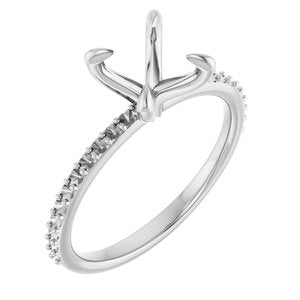 10K White Gold  7.4 mm Round Engagement Ring Mounting