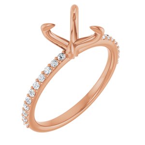 14K Rose Gold 7.4 mm Round 1/5 CTW Natural Diamond Semi-Set Engagement Ring