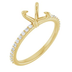 14K Yellow Gold 6.5 mm Round 1/5 CTW Natural Diamond Semi-Set Engagement Ring