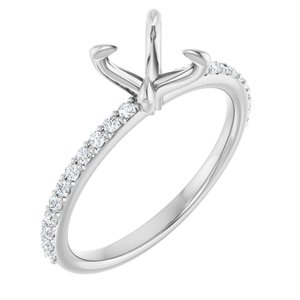 Platinum 6.5 mm Round 1/5 CTW Natural Diamond Semi-Set Engagement Ring