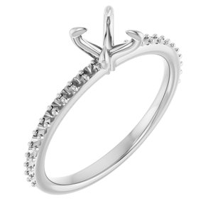 14K White Gold  5.2 mm Round Engagement Ring Mounting
