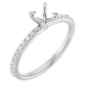 14K White Gold 5.2 mm Round 1/5 CTW Natural Diamond Semi-Set Engagement Ring