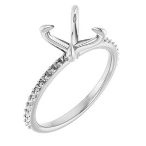 14K White Gold  8 mm Round Engagement Ring Mounting