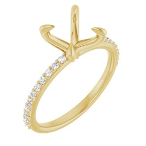 14K Yellow Gold 8 mm Round 1/5 CTW Lab-Grown Diamond Semi-Set Engagement Ring