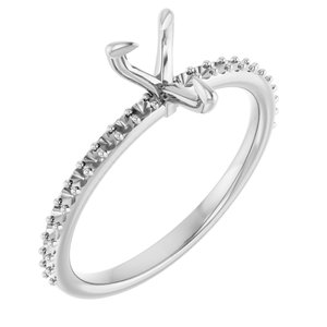 14K White Gold  7x5 mm Pear Engagement Ring Mounting