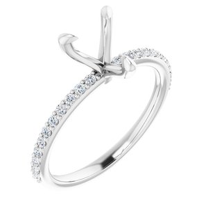 14K White Gold 7x7 mm Heart 1/5 CTW Natural Diamond Semi-Set Engagement Ring