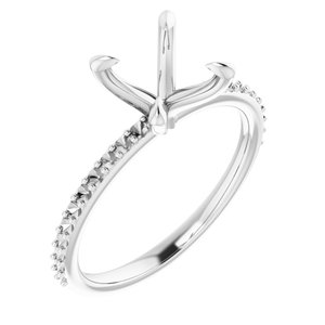 14K White Gold  6 mm Square Engagement Ring Mounting