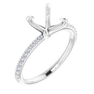 14K White Gold 6x6 mm Square 1/5 CTW Natural Diamond Semi-Set Engagement Ring
