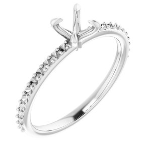 14K White Gold  4.8 mm Round Engagement Ring Mounting