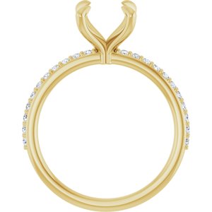 14K Yellow Gold 8 mm Round 1/5 CTW Lab-Grown Diamond Semi-Set Engagement Ring
