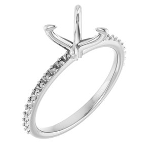 14K White Gold  5.5 mm Square Engagement Ring Mounting