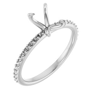 Platinum  7x5 mm Emerald Engagement Ring Mounting