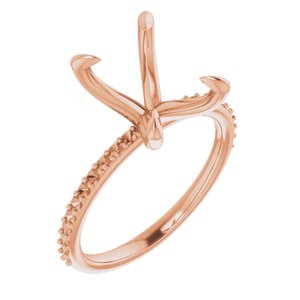 14K Rose Gold  10x8 mm Emerald Engagement Ring Mounting