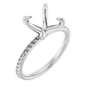 14K White Gold  9 mm Round Engagement Ring Mounting