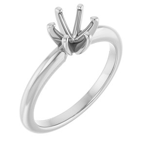 14K White Gold  5.8 mm Round Solitaire Engagement Ring Mounting