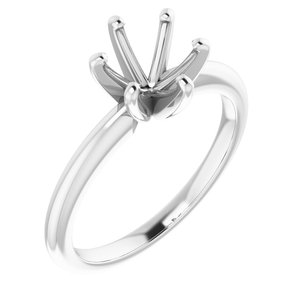14K White Gold  7 mm Round Solitaire Engagement Ring Mounting