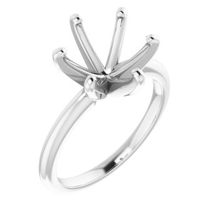 14K White Gold  10 mm Round Solitaire Engagement Ring Mounting