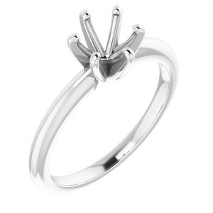 14K White Gold 6 mm Round Solitaire Engagement Ring Mounting