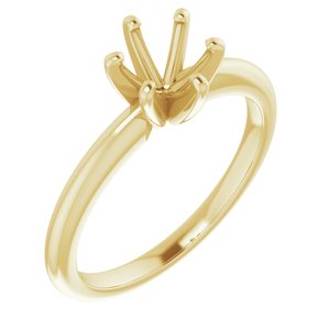 14K Yellow Gold 6 mm Round Solitaire Engagement Ring Mounting