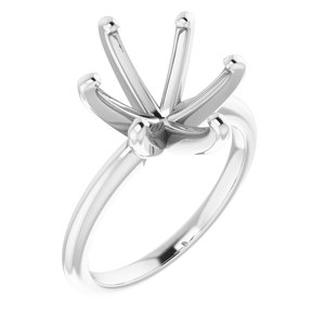 14K White Gold  12x10 mm Oval Solitaire Engagement Ring Mounting