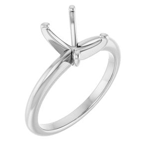 Sterling Silver  8x6 mm Emerald Solitaire Engagement Ring Mounting