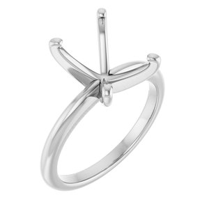 14K White Gold  10x8 mm Emerald Solitaire Engagement Ring Mounting