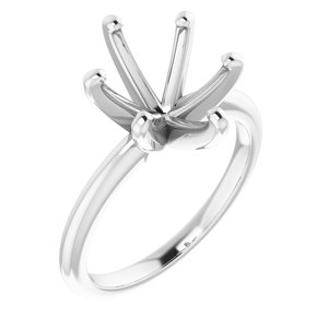 14K White Gold  11x9 mm Oval Solitaire Engagement Ring Mounting